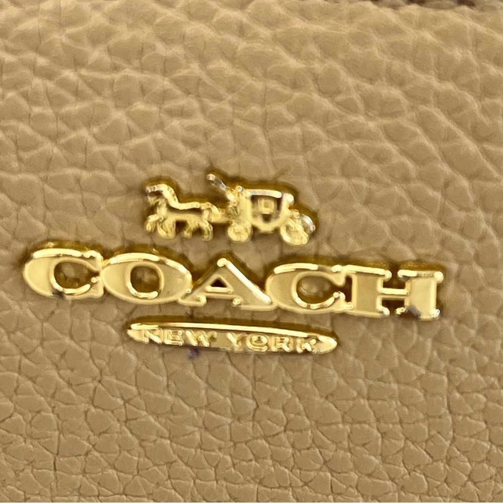 Coach Long Zip Around Accordion Wallet Tan Taupe Pebbled Leather Gold Hardware - Picture 6 of 10
